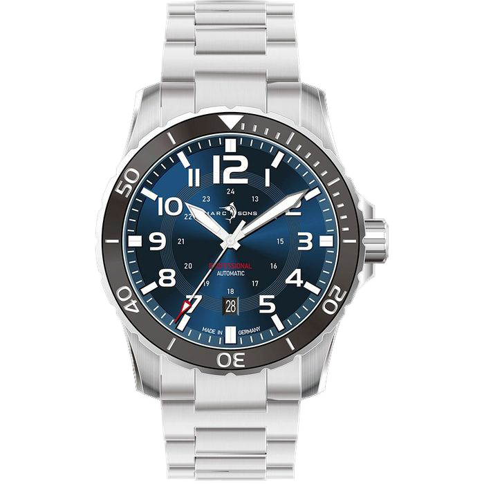 Marc & Sons Sport Professional Automatic Diver Men's Watch 42.5mm Black Bezel/Blue Dial/Neutral Grey Hands